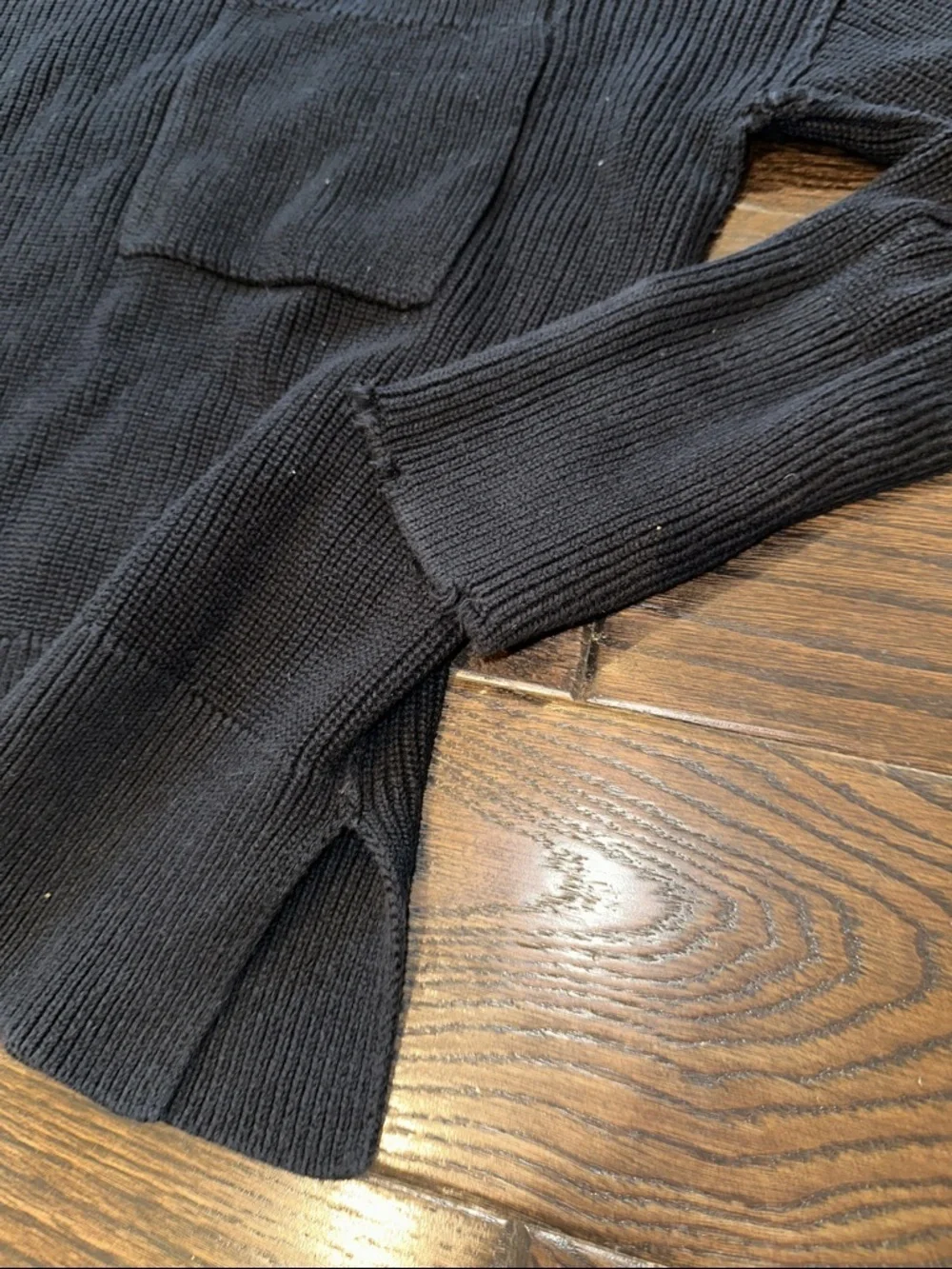 Pistola Black Ribbed Crewneck Sweater with Chest pocket size xsmall